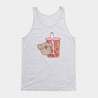 Cute Chubby Koala Hugging Bubble Tea Cup Tank Top